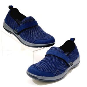 OrthoFeet Quincy Slip On Shoes Womens Size 8 B Blue Knit Orthopedic Sneakers 823